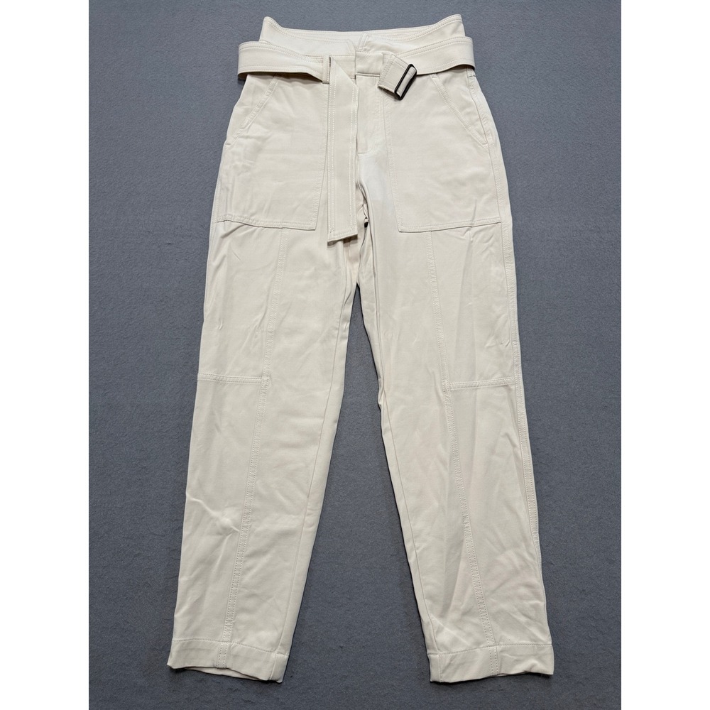Banana Republic Pants Women's 0 White Belted High Rise Straight Leg Utility